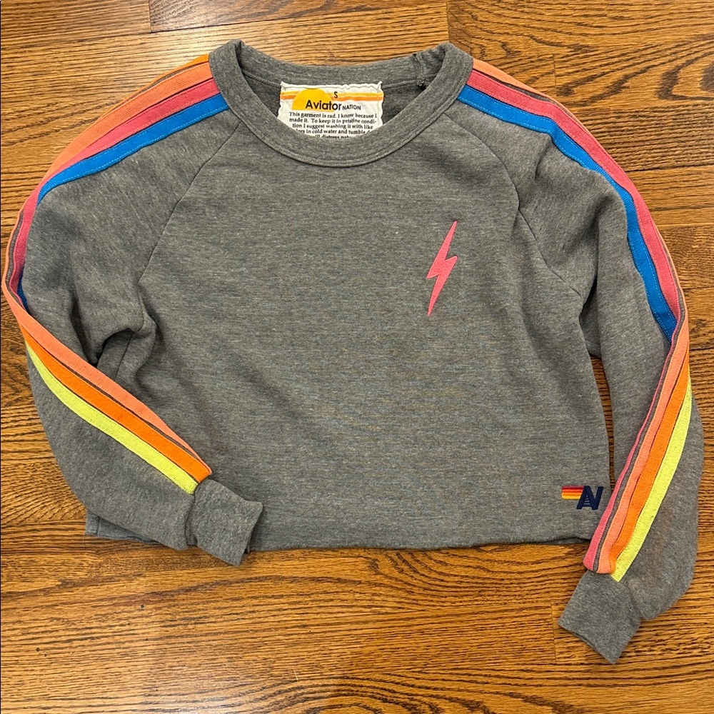 Aviator Nation Gray Sweatshirt with Stripes